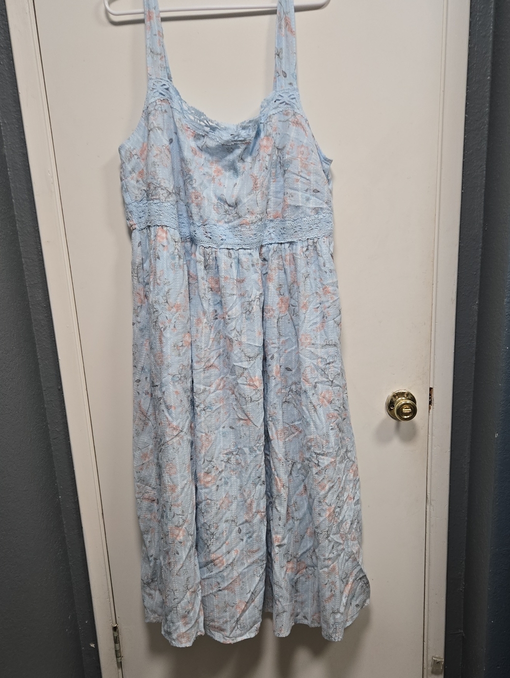 torrid Light Blue Floral Maxi Dress with Pink Accents